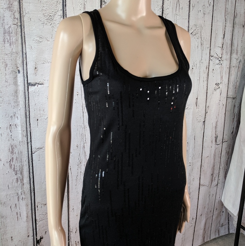 Windsor NWOT black cotton dress with sequins